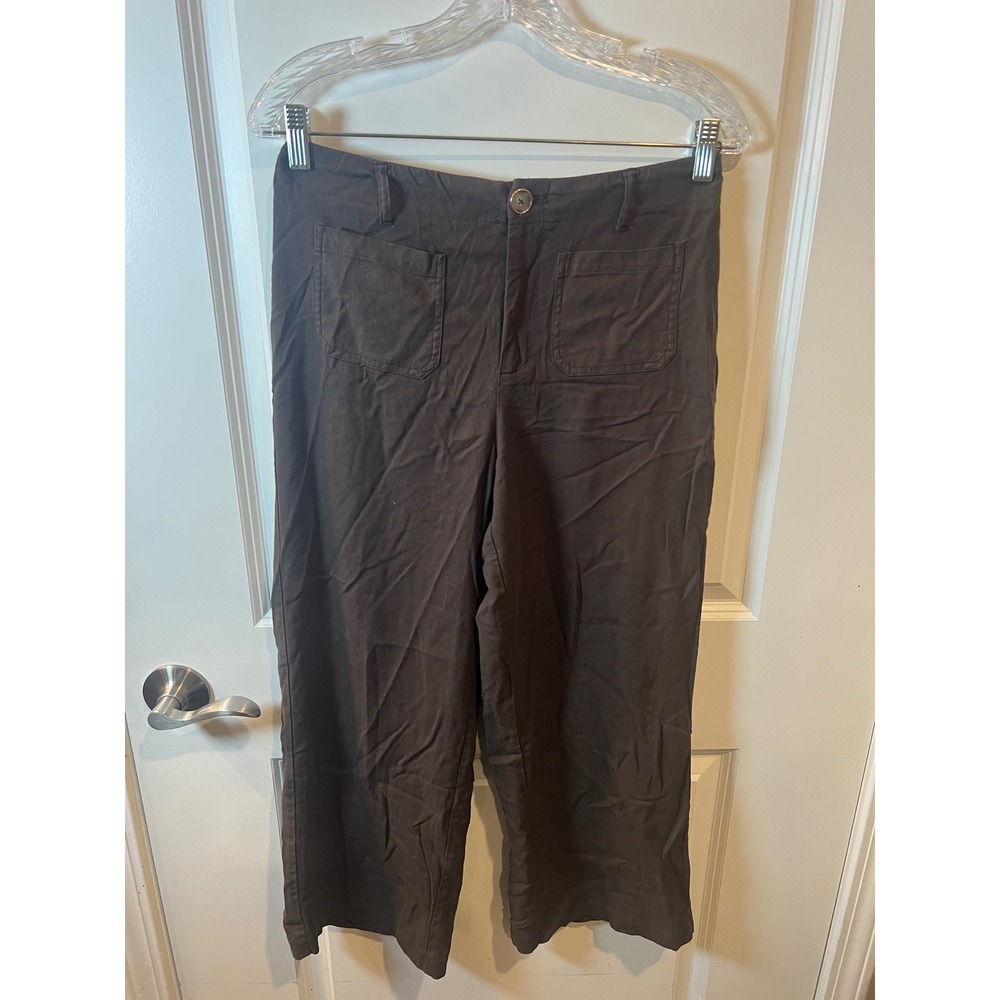 Haven + Blair Womens Wide Leg Pants High Rise Brown Size S